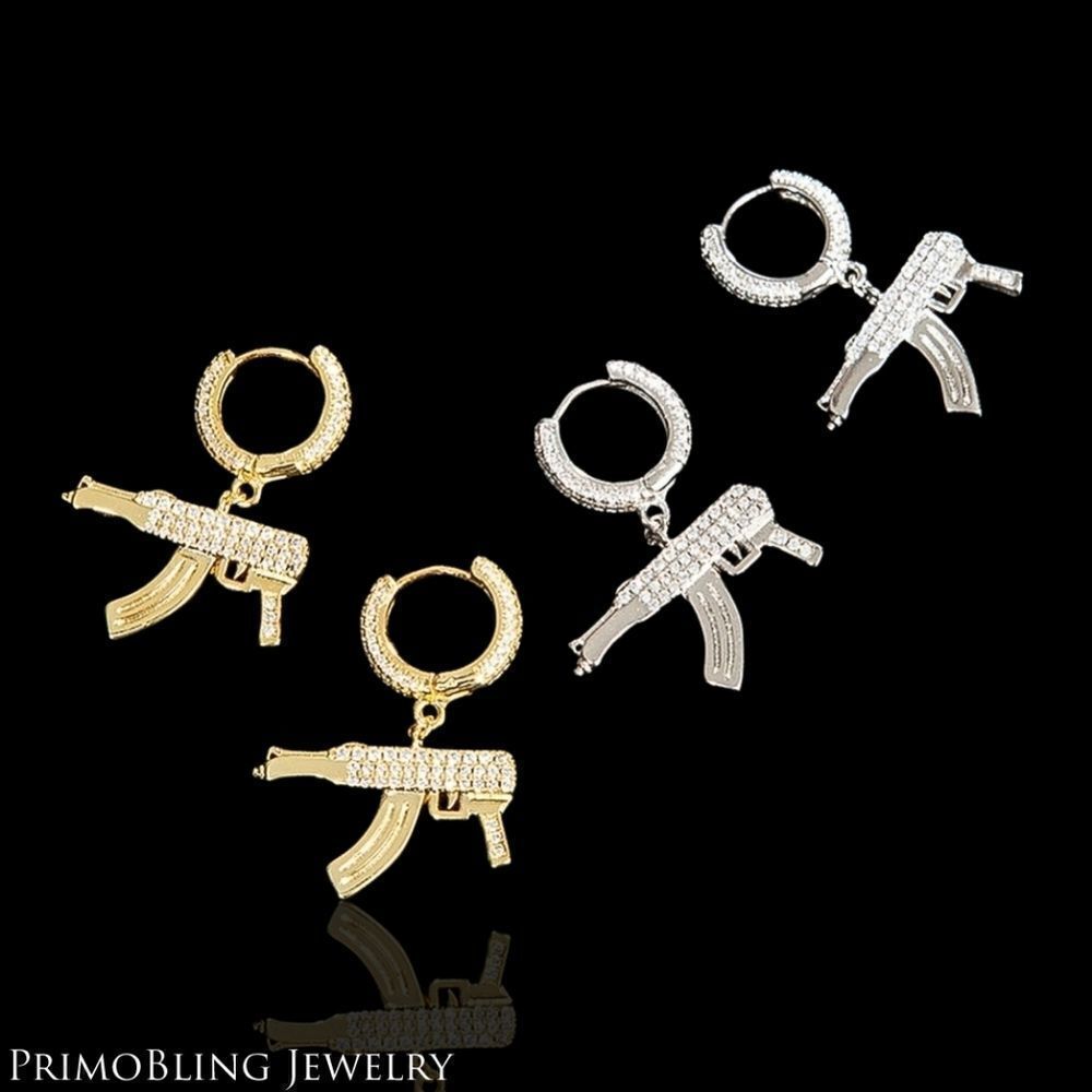 Hoop machine gun earrings